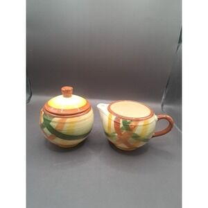 Vintage Vernonware Handpainted California Creamer & Sugar Bowl Set Multicolor
